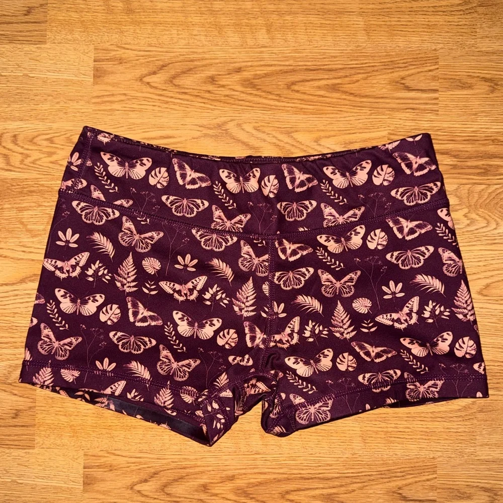 IAB Maroon and Pink Floral Printed Workout shorts - Picture 1 of 4